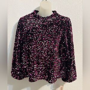 Nanette Lepore Sparkling Black and Pink Blouse